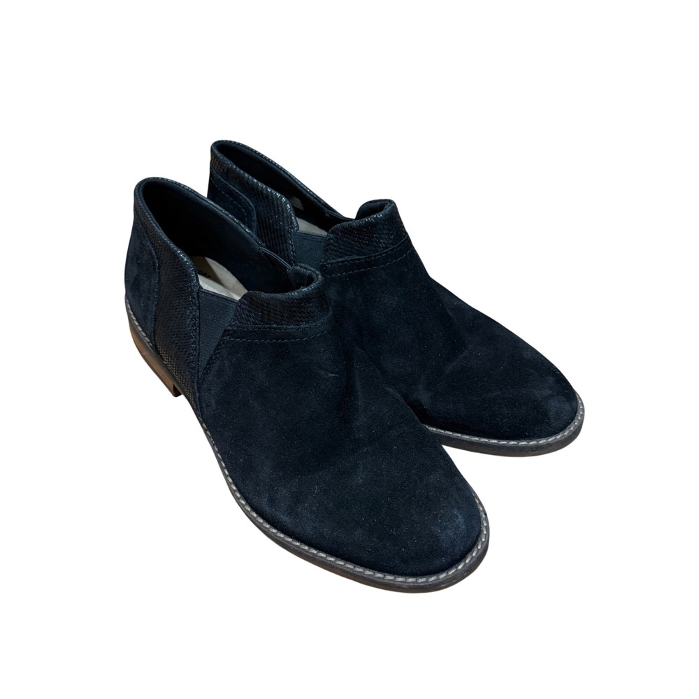 Clarks Camzin Mix Black Suede Leather Ankle Boots Women 9.5 M Casual Neutral
